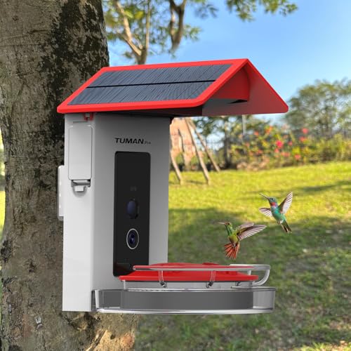 Solar Smart Hummingbird Feeder 1080P Camera 2.4Ghz Wi Fi | AI Bird Recognition Leak Proof Hanging Design Wide View Lens Ideal for Outdoor Garden Bird Watching Observation