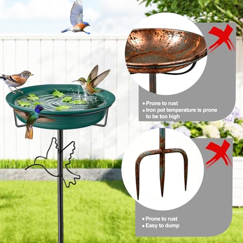 Bird Baths for Outdoors, Detachable Birdbaths for The Garden Clearance, Heavy Duty Freestanding Bird Baths, Bird Bath Bowl Spa & Birdfeeder with 5-Pronged Metal Stake Stand (Green-2) - color: Green-2