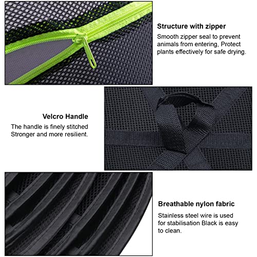 Coopache 4 Layer Herb Drying Rack Hanging Mesh Plant Dry Net Basket for Herbs Plants Flower Vegetables Spices Fish Food with Green Zippers | for Herbs Plants Flower Vegetables Spices Fish Food with Green Zippers