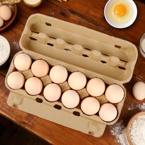25-Pack Empty Egg Cartons 12 Count,Natural Paper Pulp Egg Cartons Bulk for Fresh Eggs Storage,Reusable Cardboard Eggs Holder for Farm, Kitchen, Organizing & Transport - size: 2x6 Style - 25Pack