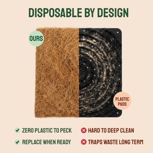 Hatortempt Chicken Nesting Pads for Chicken Coop, 13"x13" 10-Pack Bedding | Ammonia Absorbing Coconut Coir - Reduce Box Odors - Tear-Resistant Chicken Supplies - Trimmable Nest Liners for Laying Hens