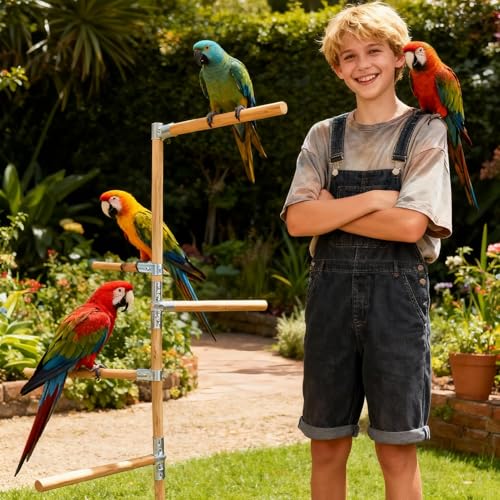 Chicken Perch Toys for Coop & Backyard Chickens, Large Chicken Perch Roosting Bars with 3-Prong Metal Ground Plug & Adjustable and Replaceable Wood Bar (Wooden, 54" H) - size: 1pc 54"H