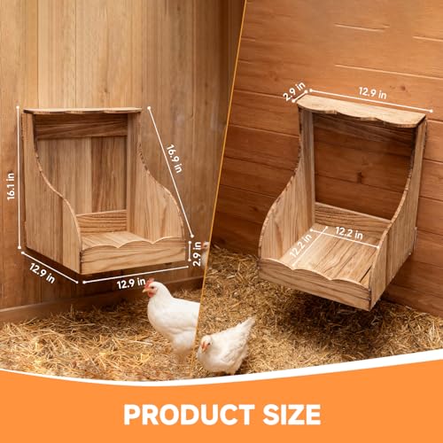 2 Pack Wooden Chicken Nesting Box for Laying Eggs, Hen Nesting Box Wall Mount for Chicken Coop, Versatile Use for Hens, Ducks, Chickens