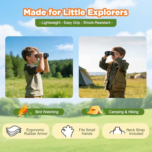 10x25 Compact Binoculars for Adults & Kids - High Power Mini Binoculars with BAK4 Prism & FMC Coating for Bird Watching, Hiking, Cruise Travel - Includes Carrying Case & Neck Strap