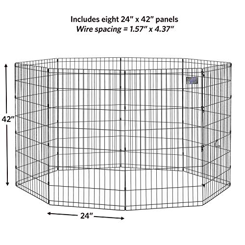 MidWest 42-Inch Exercise Pen, No Door, 16 Sq Ft Play Area | for Indoor and Outdoor Use, No Door Design for Maximum Security, Easy to Set Up, Foldable Playpen - color: Black No Door, size: 42" H