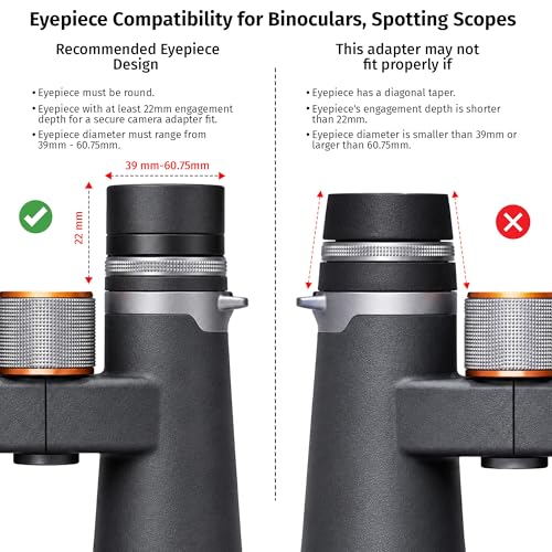 Universal Spotting Scope Phone Adapter, Double Grip, Made in USA | Phone mount for binoculars, telescopes & scopes. Secure digiscope phone adapter, multi-camera compatible, case friendly.