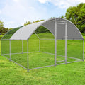 NUGRIART Large Metal Chicken Coop Walk-in Poultry Cage with Water-Resident and Anti-UV Cover Duck Rabbit Cat House Outdoor Chicken Run Pen with Round Roof - size: 13’L×10’W×6.5’H