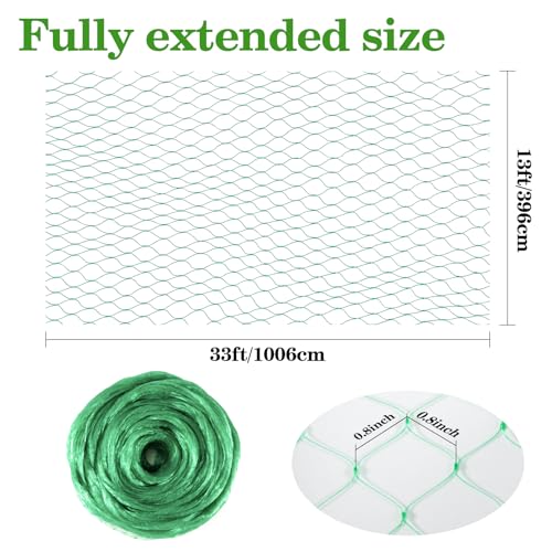 Sukh Bird Netting for Garden 13x33ft - Mesh Net for Garden Protection | Plastic Netting Cover for Trellis, Fence & Pond, Deer & Squirrel Proof for Fruit Tree Plant, Poultry Chicken Coop Cover