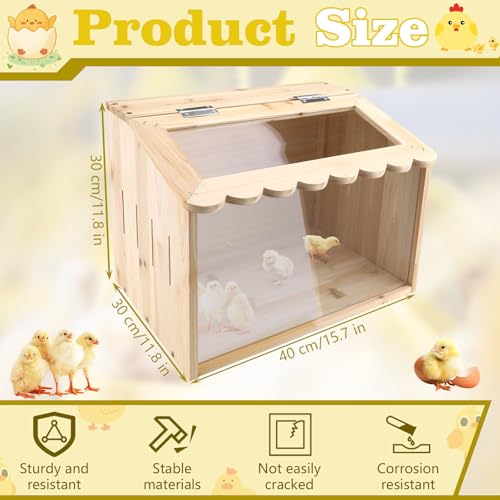 Chicken Brooder Box,Large Size, 15.74"x11.81"x 11.81", Wooden Brooder Box for Chicks, Animal Playpen with Top for Chickens for Chicks, Hamsters, Turtles, Reptiles