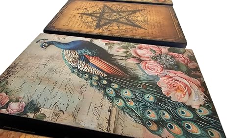 RK Collections Wooden Tarot Box for Cards Crystal Holder | Astrology Trinket Keepsake Box. Fengshui Luck Talisman Decorative Gift Case/Holder. (6.5" Tarot/Evil Eye/Ouija) - style: Tarot