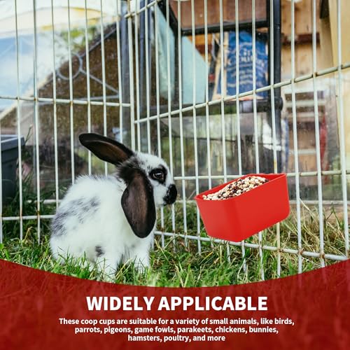 40 Pcs Cage Cups Chicken Feeder Cups 16 oz Hanging Bird Food Water Cups Bunny Cage Feeding Bowl Dish for Pet Parrot Rooster Parakeet Gamefowl Poultry Pigeon Wire Cage(Red) - color: 16oz-Red