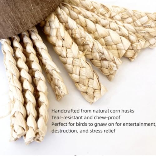 Bird Chew Toys, Coconut Shell with Corn Husks for Parrot Beak Grinding, Coconut Shell Shredding Toy for Parakeet Lovebird Conure Budgies Cockatiel (1-Pack) - color: 1-Pack
