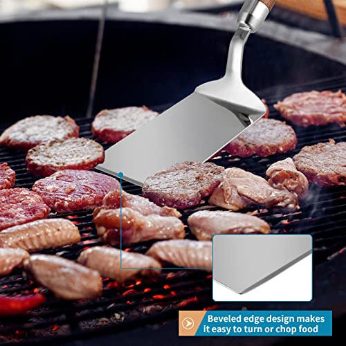 Stainless Steel Spatula with Wooden Handle, Nonstick Pancake Turner, Fried Egg Flipper for Cooking, Frying, Grilling, Baking, BBQ