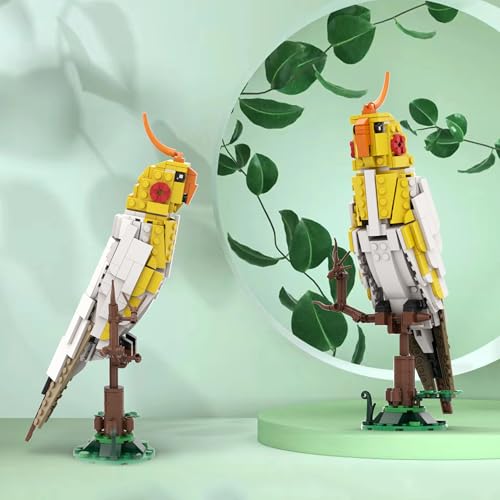White Cockatiel Building Set Model Standing Branch 331Pcs Home Office Decor | LUXEBLOCKS cockatiel Model: original bird bricks, DIY standing branch model, home office decor, creative gift for adults.