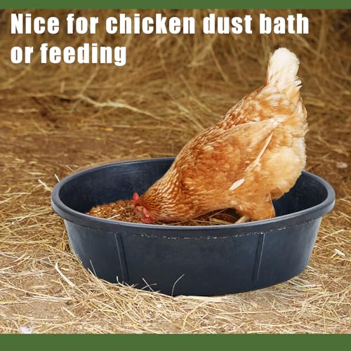 Sadnyy 3 Pcs 12 Quart/ 3 Gallon Rubber Feeder Pan, Rubber Feed Pan Utility Horse Feed Bucket Dog Bowl Horse Feeder for Cats Dogs Goats Chicken Dust Bath Container Animal Feeding, 17.5 x 5.3 inches - size: 12 Quart/ 3 Gallon