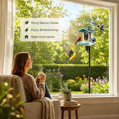 Heavy Duty Bird Feeder Pole - 103" Extra Tall Bird House Stand Outdoor, Anti-Tip Stakes & Stable Mount for Smart Camera Birdfeeder,Bluebird House, BirdBuddy, Birdfy - size: 103 inch