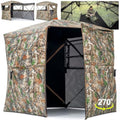 Portable Hunting Blind - 270°/288°/360°See Through with Floor Mat Dual Door - size: 270° See Through(2-3 Person)