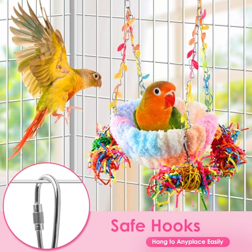 KATUMO Budgies Nest, Conure Snuggle Bed Bird Swing Bed Parrotlet Breeding Nest Finches Nest for Small Animals, Size Small - color: Pink, size: 5.5"L x 5.5"W x 3.0"Th