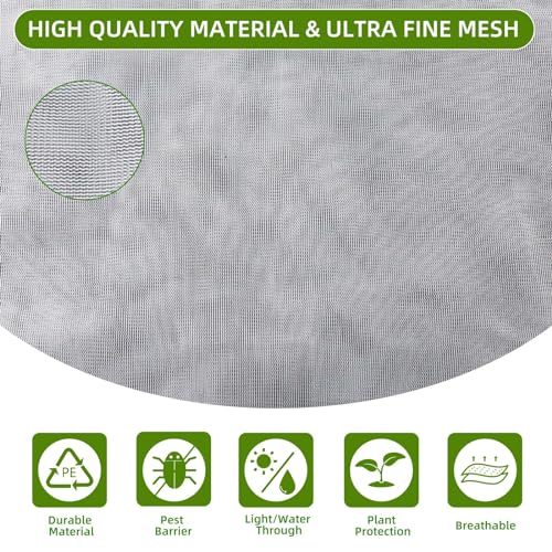 Garden Mesh Netting for Plants, 4 Pack Insect Bird Barrier Net Mesh with Drawstring, 3.3x2.6 FT Garden Bug Netting Plant Cover for Protect Fruit Tree Vegetable Flower - size: 3.3x2.6ft - 4 Pack
