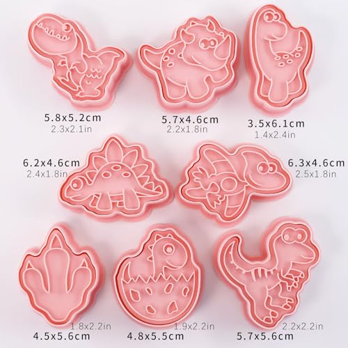8Pcs Dinosaur Cookie Cutters Dino Egg Footprint Biscuit Molds for Kids | T-Rex & Stegosaurus Baking Supplies for Kids Dinosaur Theme Birthday Party, Ideal for Homemade Cookies - color: Dinosaur C