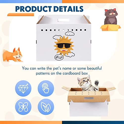Kisston 12 Pieces Cardboard Pet Carriers 17.5 x 8.5 x 15 Inches for Small Animals Cat Hamster Guinea Pig Rabbit Bird Travel Box