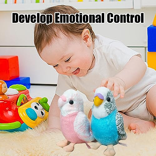 2Pcs Stuffed Parakeet Toy, 5.5 inches, Budgerigar Plush Toy, Parakeet Soft Toy, Stuffed Bird for Kids, Blue and Pink - color: Blue and Pink