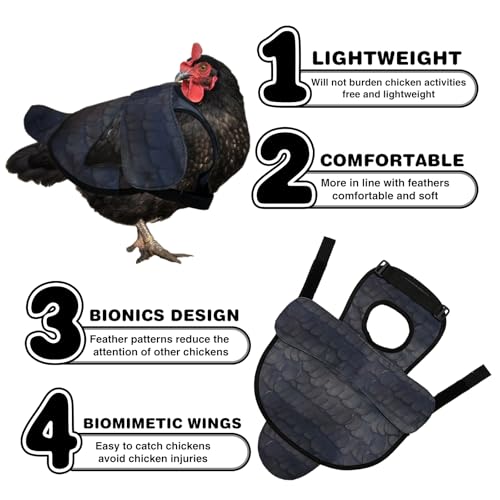 Hen Apron Chicken Saddle for Hens, Extended Shoulder Protection, Adjustable Straps, Anti Pecking & Rooster Mating Protection, Durable Feather Back Protector for Laying Hens(Black) - color: Black