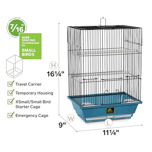 Prevue Pet Products Small Bird Cage - Blue and Black | Ideal for Finches, Canaries, Songbirds, & Small Parakeets, Lightweight Indoor Enclosure