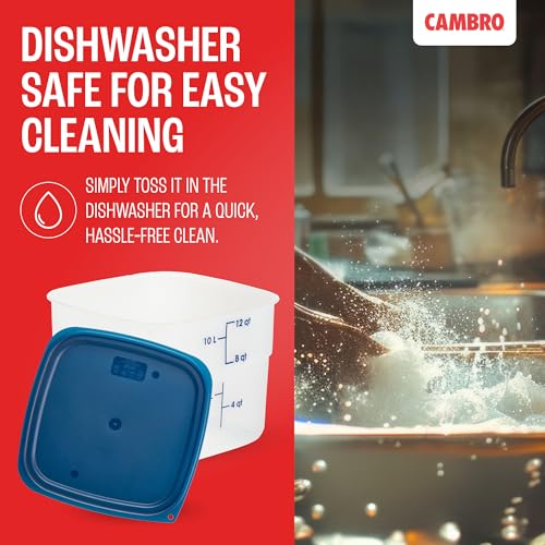 Cambro FreshPro 12 Quart (QT) Food Storage Container with Lid (Restaurant Grade) - for Food Prep, Commercial Kitchen, Pet and Dog Food Container (Translucent) - size: 12 Quart