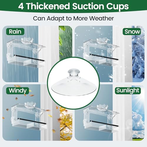 DY-SKTY Clear Acrylic Window Bird Feeder with Strong Suction Cups, Detachable Tray – Easy to Clean, Birds Viewing for Cats, Outdoor Wild Bird Watching Gift, Outside Garden Decor