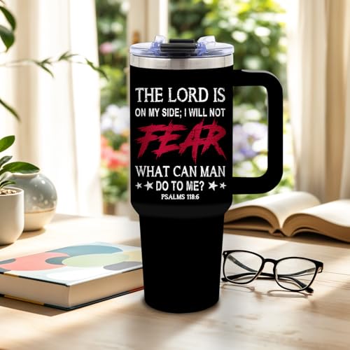 DUUV Faith over Fear Tumbler 40oz, Insulated Christian Gifts for Women Man | American Flag Cross Tumbler Leakproof, Bible Verse Gift for Man, Inspirational Religious Gift for Christians, 1 Pack - color: Not Fear Faith