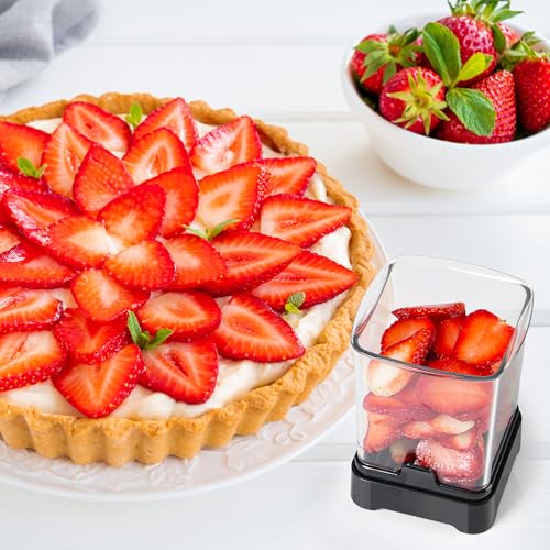 Fruit Slicer Cup for Strawberry, Banana, Hard-Boiled Egg - Detachable Cutter with Push Plate - 304 Stainless Steel Blade - Rapid & Safe Slicing Kitchen Gadget for Quick Meal Prep (Black) - color: Black