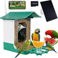 Ceeyali Smart Bird Feeder with Camera and 64GB Memory Card, 2K HD Video & Photo Live View, Solar Powered Panel, AI Birds Identification, 2.4G WiFi, 2.1L Seed Capacity (F2A Green) - color: F2A Green