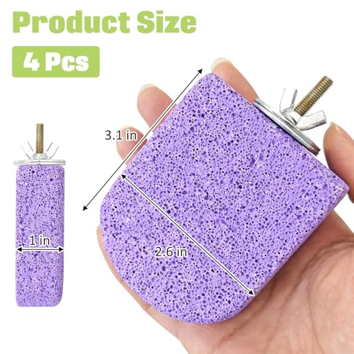 BNOSDM 4 Pcs Purple Bird Beak Grinding Stone Calcium Parrot Perch 3.1*2.6in - color: 4 Pcs- Purple (M+)