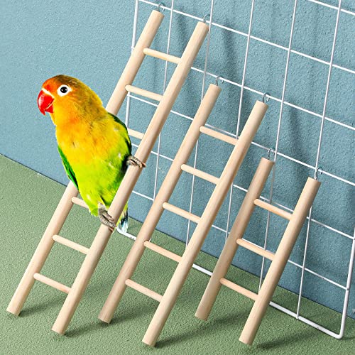 Kigeli 6 Pcs Wood Bird Ladder for Cockatiels, Small Hanging Bird Ladder for Cage, Parrot Step Hanging Climbing Toys for Pets Parakeets, Cockatoo and Lovebirds