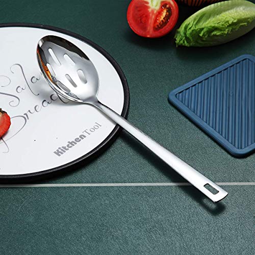 Berglander Stainless Steel Slotted and Basting Spoon, Heat Resistant, Non-Stick, Dishwasher Safe, Easy to Clean - size: D. Slotted Spoon