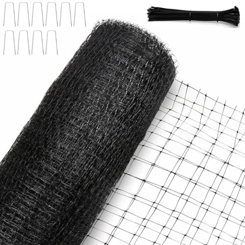 KLEWEE Bird Netting, 13 x 50 FT Heavy Duty Garden Netting | Deer Netting Fence for Plants Vegetables Fruit Trees, from Birds Deer Squirrel Animals, UV Resistant, 10 Stakes & 50 Zip Ties - size: 13 x 50 FT