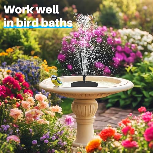 Biling 6.5W Solar Fountain for Bird Bath Attracts Birds with Flowing Water | Solar Water Pump with Multiple Nozzles, DIY Solar Water Feature for Garden Yard Small Fish Pond - size: 6.5W