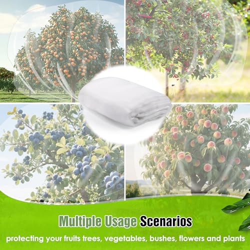 10 X 14FT Large Fruit Tree Netting for Protecting Fruit from Squirrels Birds Bug Pests, Tree Net for Fruit Trees with Zipper and Drawstring Bird Netting Covers for Blueberry Cherry Peach Apple Bushes - size: 10FT x 14FT