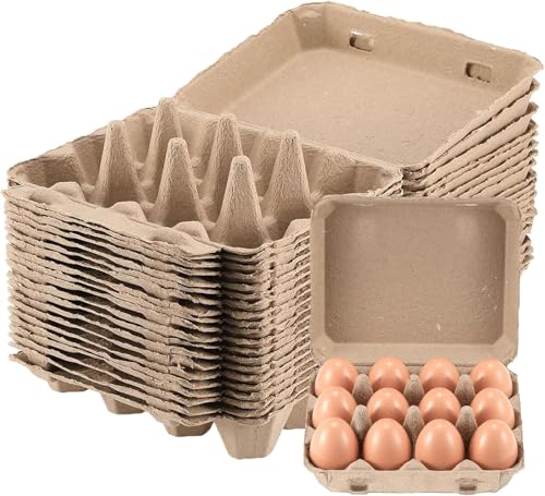 30 Pack Egg Cartons Bulk - 3×4 Style Reusable Cardboard Cartons 12 Count, Dozen Chicken Egg Crates