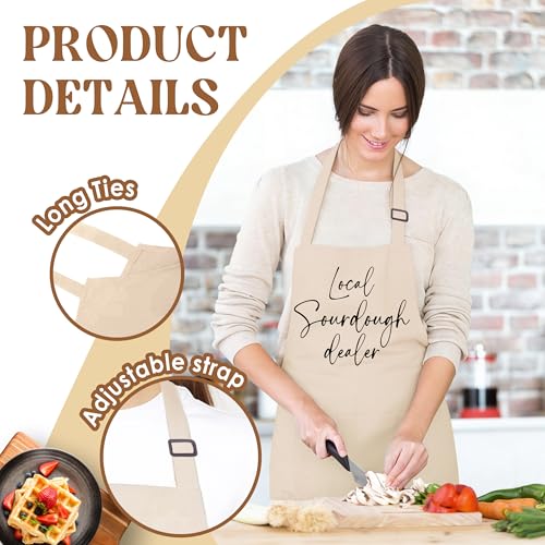 Local Sourdough Dealer Apron for Women with Deep Pockets - Funny Bakers Apron, Unique Sourdough Gifts for Women & Bread Bakers, Adjustable Kitchen Apron for Mom, Mother’s Day Baking Gift - B28 - color: Local Sourdough Dealer 2