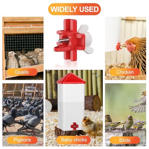 Automatic Chicken Waterer Nipples with Drill Bit (20 Pack Red) | Leak-proof Horizontal Poultry Watering System, Side Mount For Chickens - size: 20 Pack