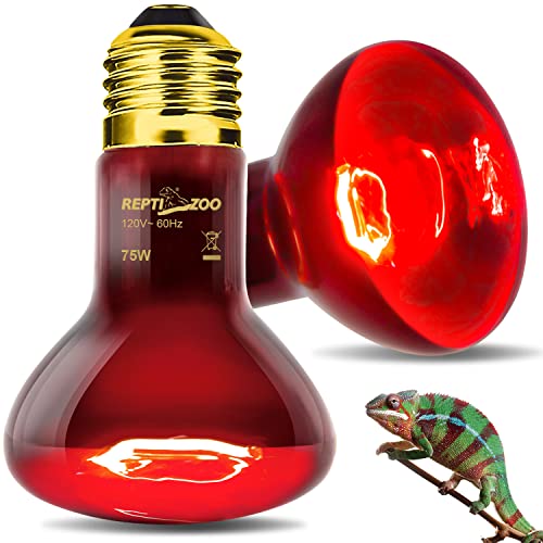REPTI ZOO 75W Reptile Heat Lamp Bulb 2PCS Infrared Heat Emitter Red Heat Lamp for Reptile Amphibian, Infrared Basking Spot Light Bulb - style: Infrared Heat Emitter