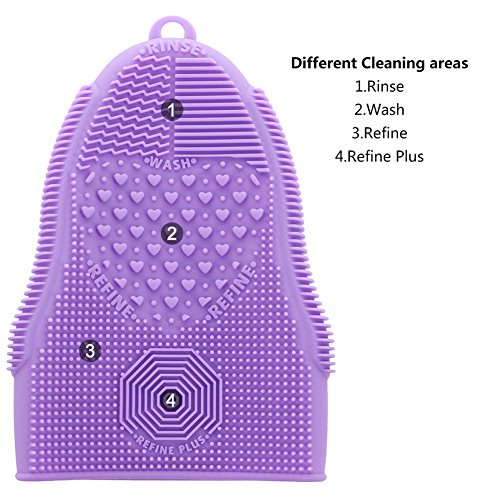 Makeup Brush Cleaner Glove Mat Mitt Silicone Cosmetic Cleaning Scrubber Tool Face Brushes and Eye Brush Washing Pad Purple - color: Pruple