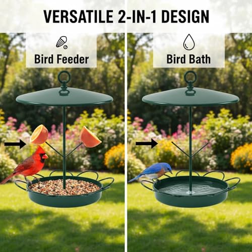 Outdoor Squirrel-Proof Bird Feeder, Hanging Metal, Large Capacity, Bite-Resistant and Weatherproof, Attracts Wild Birds - color: Silver