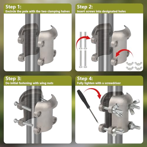 Stainless Steel Squirrel Baffle Bracket, Rustproof Chew-Proof Holder for Bird Feeder Pole 0.7"-1.25", Easy Install Outdoor Garden Accessory