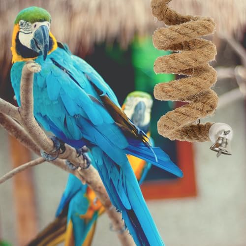 Ipetboom Bird Rope Perch Parrot Rope Toy for Bird Cages 39.37in Climbing Toys for Birds with Stable Clips Hanging Accessories for Play Exercise and Cage Decoration
