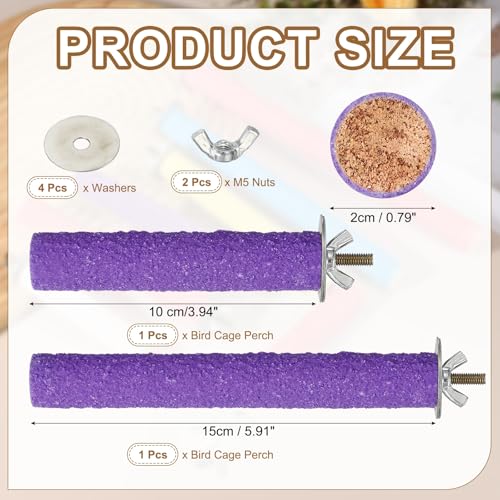 Bird Cage Perch, Colorful Parrot Grinding Claw Sticks, Platform Paw Stand Toy 4/6 Inch, (Wooden, Purple, 2Pcs), Intended for Small Medium Birds/Parrots/Finches/Lovebird - color: Purple, size: 4/6 Inch