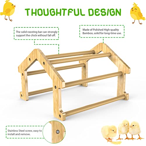 Bamboo Chicken Perch Set, 4 Pack | strong roosting bar for coop and brooder, training perch for large birds, hens, parrots, macaw, easy assemble&clean,fun toys