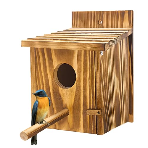 1 Pack Bird Houses for Outside,Wooden Wren Birdhouse with Detachable Perch,Finch Bluebird Houses Hanging Birdhouse for Outdoors - size: 1 Pack